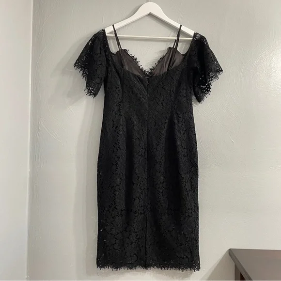 Bardot Karlie Lace Off-The-Shoulder Dress knee length black size Medium cocktail - Picture 10 of 16